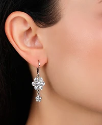 2028 Silver Tone Crystal Flower Earrings