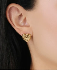 2028 Gold Tone Heart Button Earrings