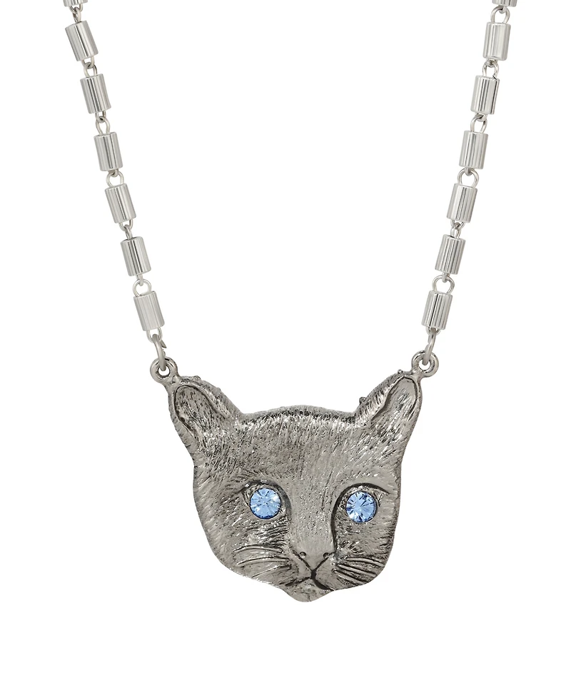 2028 Cat Face Crystal Stone Necklace