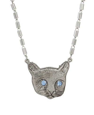 2028 Cat Face Crystal Stone Necklace