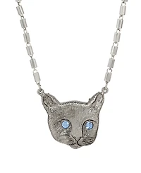 2028 Cat Face Crystal Stone Necklace