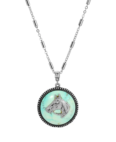 2028 Round Turquoise Horse Pendant