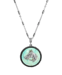 2028 Round Turquoise Horse Pendant