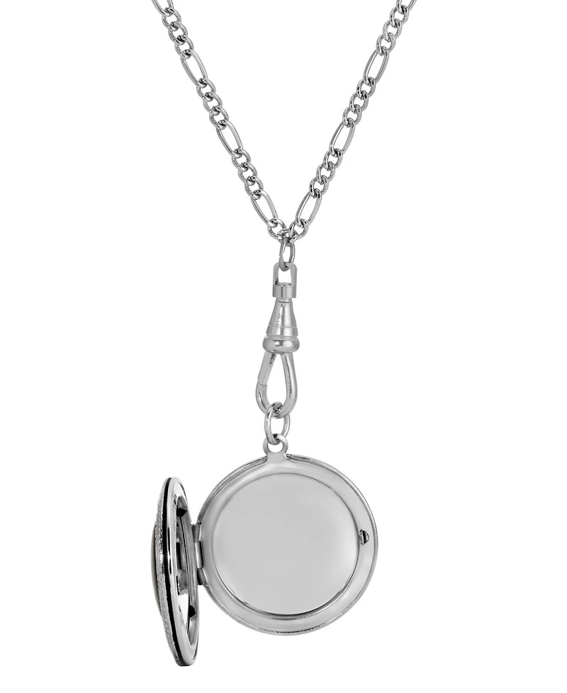 2028 Black Floral Decal Locket Necklace