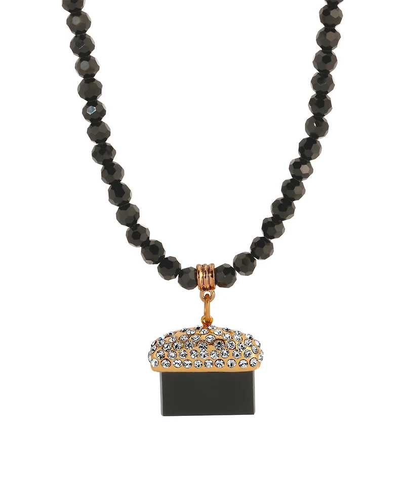 2028 Black Bead Onyx Stone Necklace