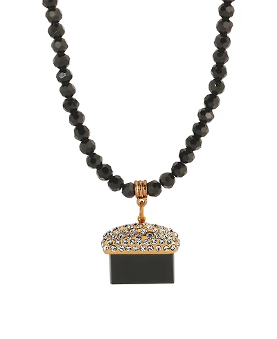 2028 Black Bead Onyx Stone Necklace