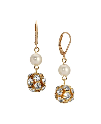 2028 Gold Faux Cultivated Pearl Bead Drop Earrings