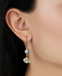 2028 Round Crystal Ab Double Drop Earrings