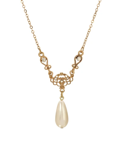2028 Crystal Faux Cultivated Pearl Y-Necklace