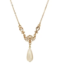 2028 Crystal Faux Cultivated Pearl Y-Necklace