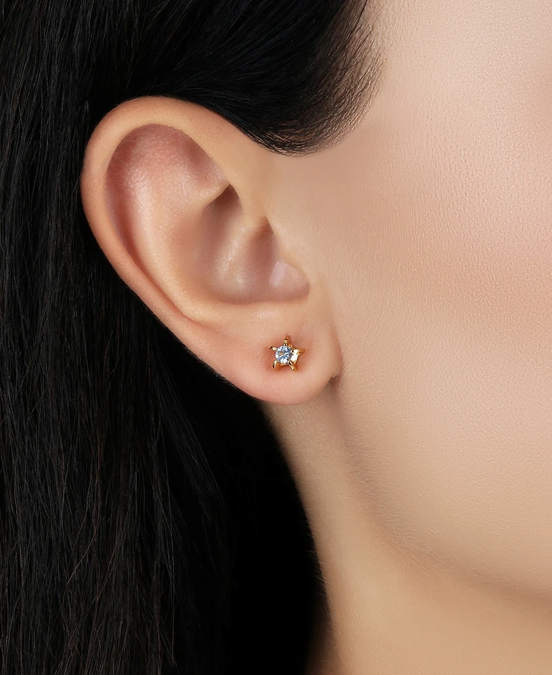 2028 Gold Tone Lt Blue Star Stud Earrings