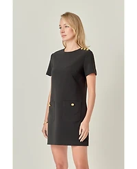 English Factory Women's Gold Button Detailed Mini Dress