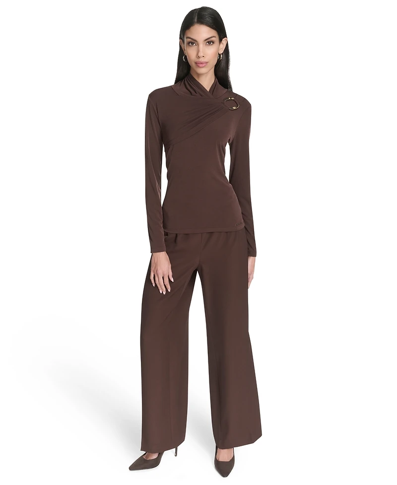 Halston Women's Hardware Matte Long Sleeves Top