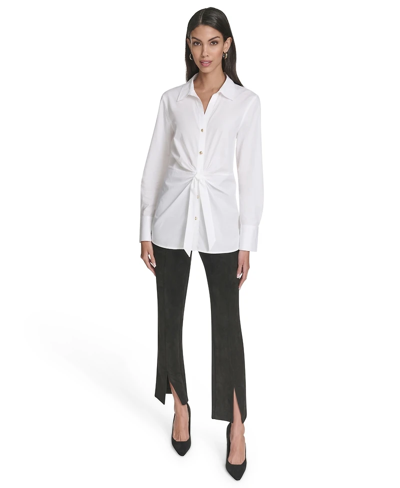 Halston Women's Long Sleeves Poplin Shirt