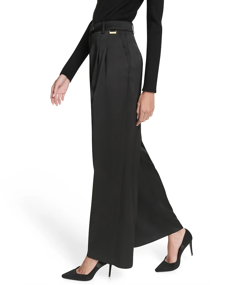 Halston Women's Pull-On Ponte Wide Leg Trousers