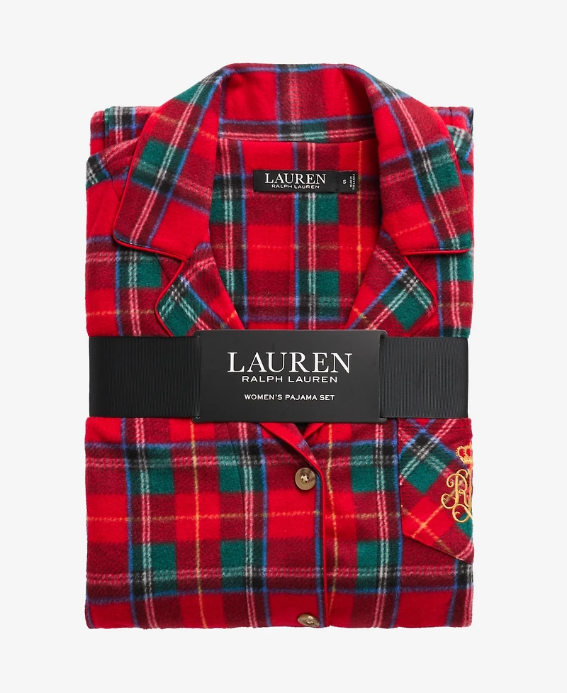 Lauren Ralph Lauren Women's Long Sleeves Notch Collar Pajama Set