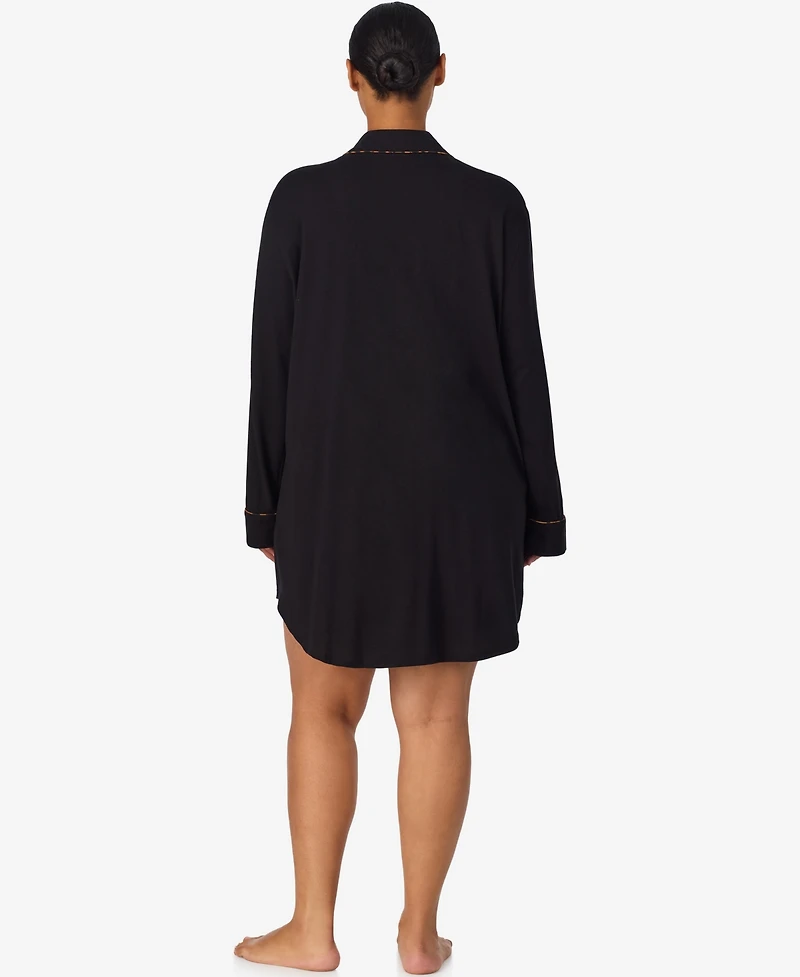 Lauren Ralph Plus Long Sleeves Notch Collar Sleepshirt
