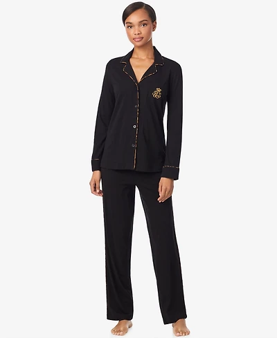 Lauren Ralph Women's Long Sleeves Notch Collar Pajama Set