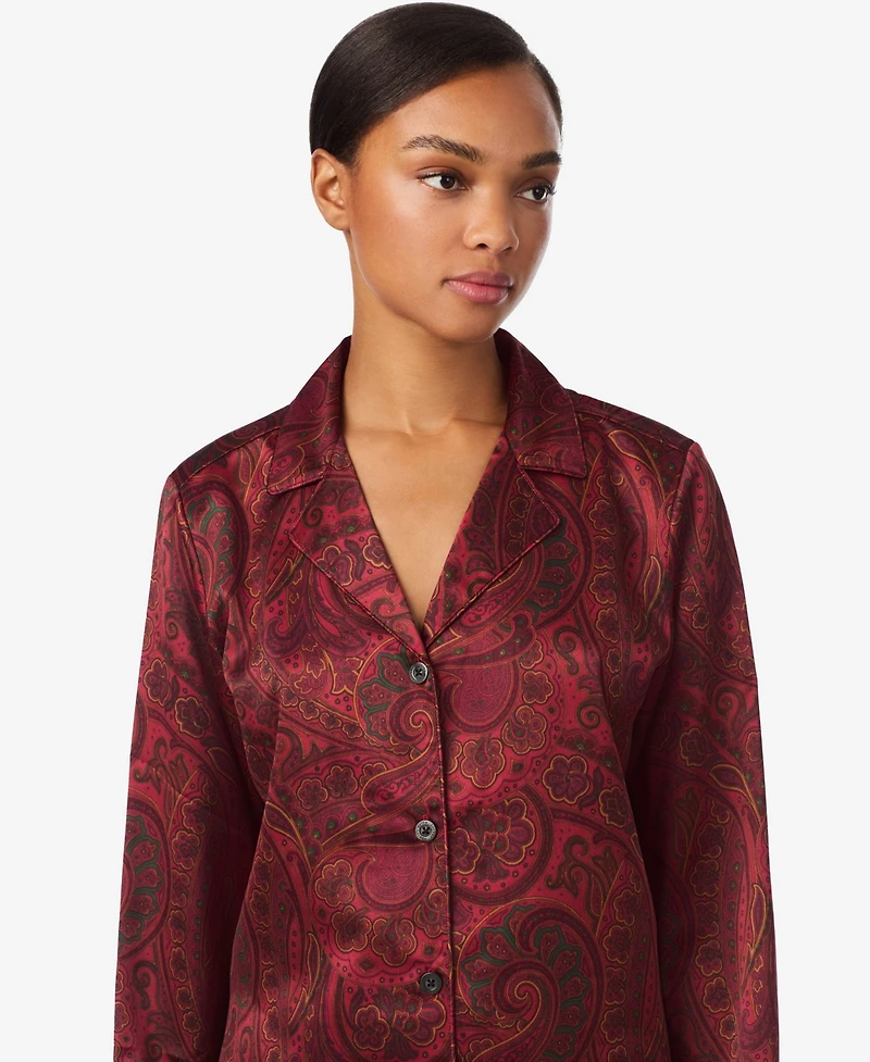 Lauren Ralph Women's Long Sleeve Notch Collar Pajama Set