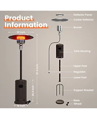 Pamapic 48000 Btu Outdoor Propane Patio Heater with Cover and Wheels