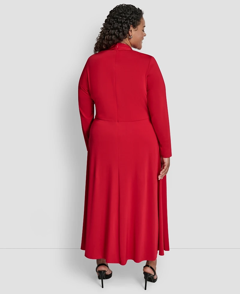 Dkny Plus Long Sleeve O-Ring Maxi Dress