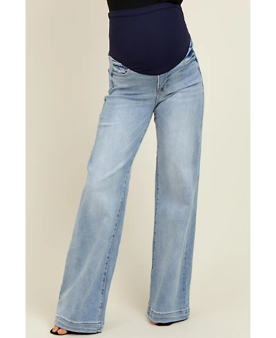 Pinkblush Maternity Light Blue Vintage Wash Wide Leg Jeans