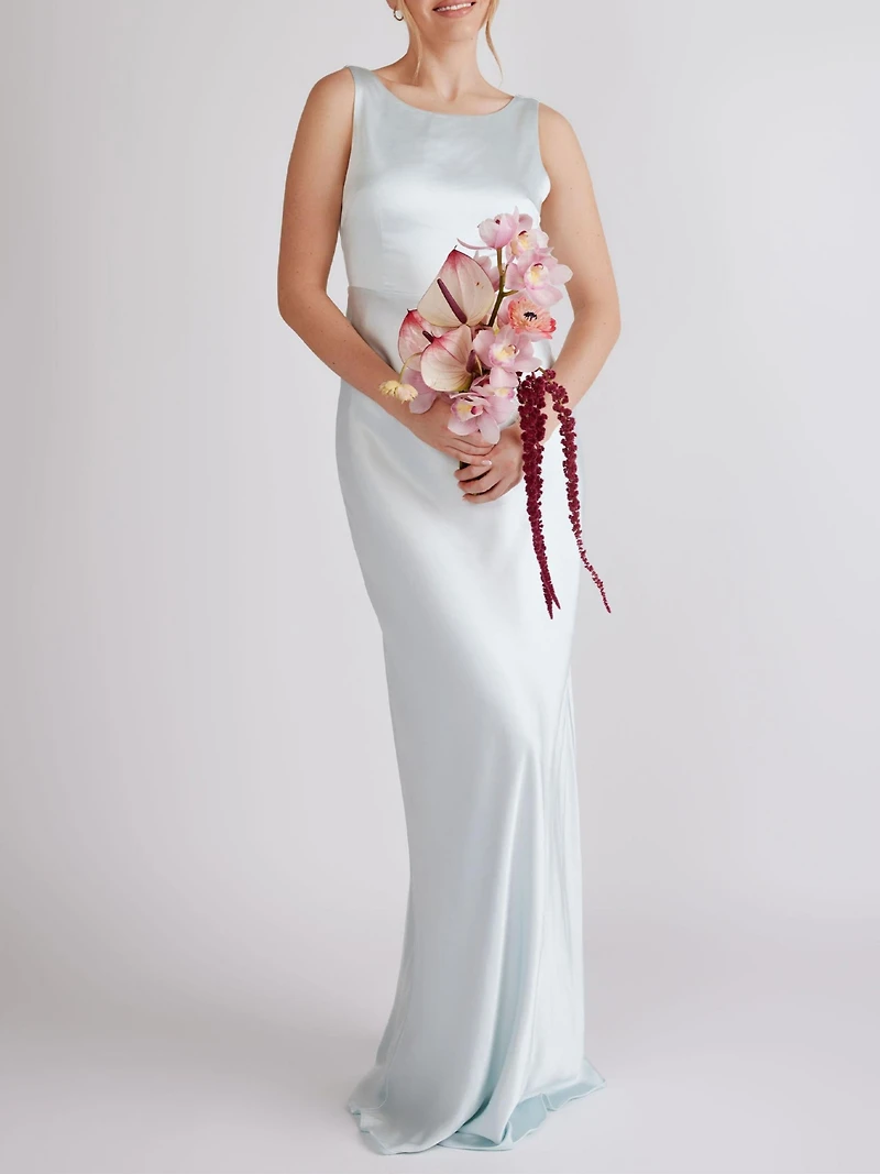 Six Stories Cowl Back Satin Bridesmaid Dress