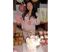 Pinkblush Maternity Pink Metallic Off Shoulder Long Sleeve Wrap Photoshoot Gown/Dress