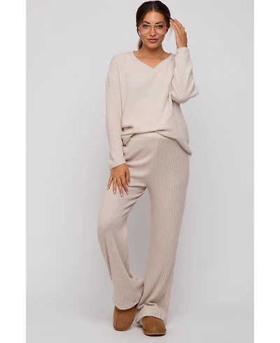 Pinkblush Maternity Ribbed Soft Knit Long Sleeve Pajama Set