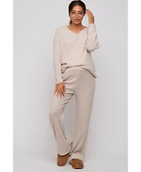 Pinkblush Maternity Ribbed Soft Knit Long Sleeve Pajama Set