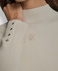 Dkny Jeans Women's Rib Long Sleeves Slim Fit Sweater