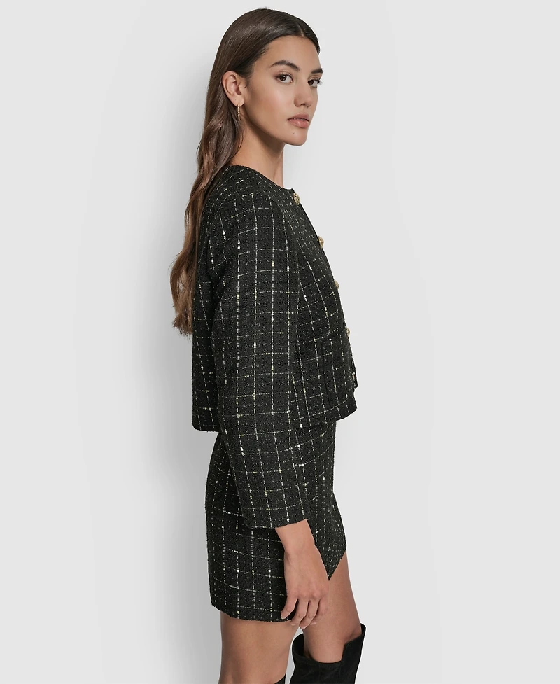 Dkny Jeans Women's Cropped Front Pockets Long Sleeves Jacket