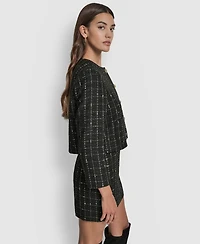 Dkny Jeans Women's Cropped Front Pockets Long Sleeves Jacket