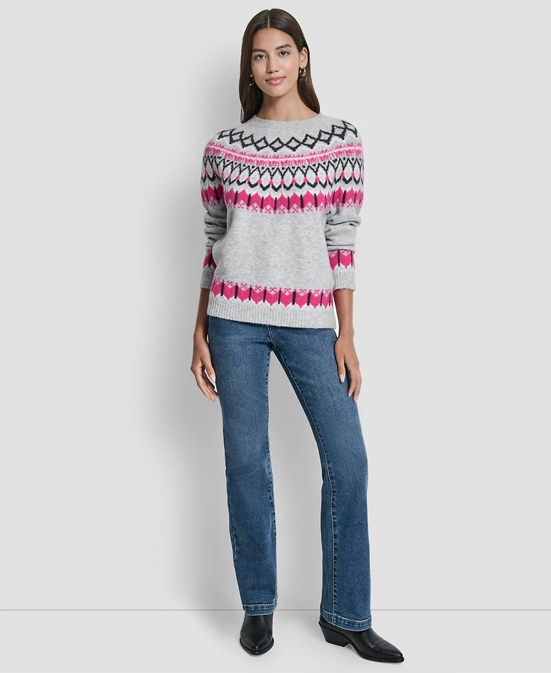 Dkny Jeans Women's Fair Isle Crewneck Raglan Sweater