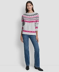 Dkny Jeans Women's Fair Isle Crewneck Raglan Sweater