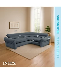Intex Inflatable Corner Living Room Air Mattress Sectional Sofa Couch, Gray