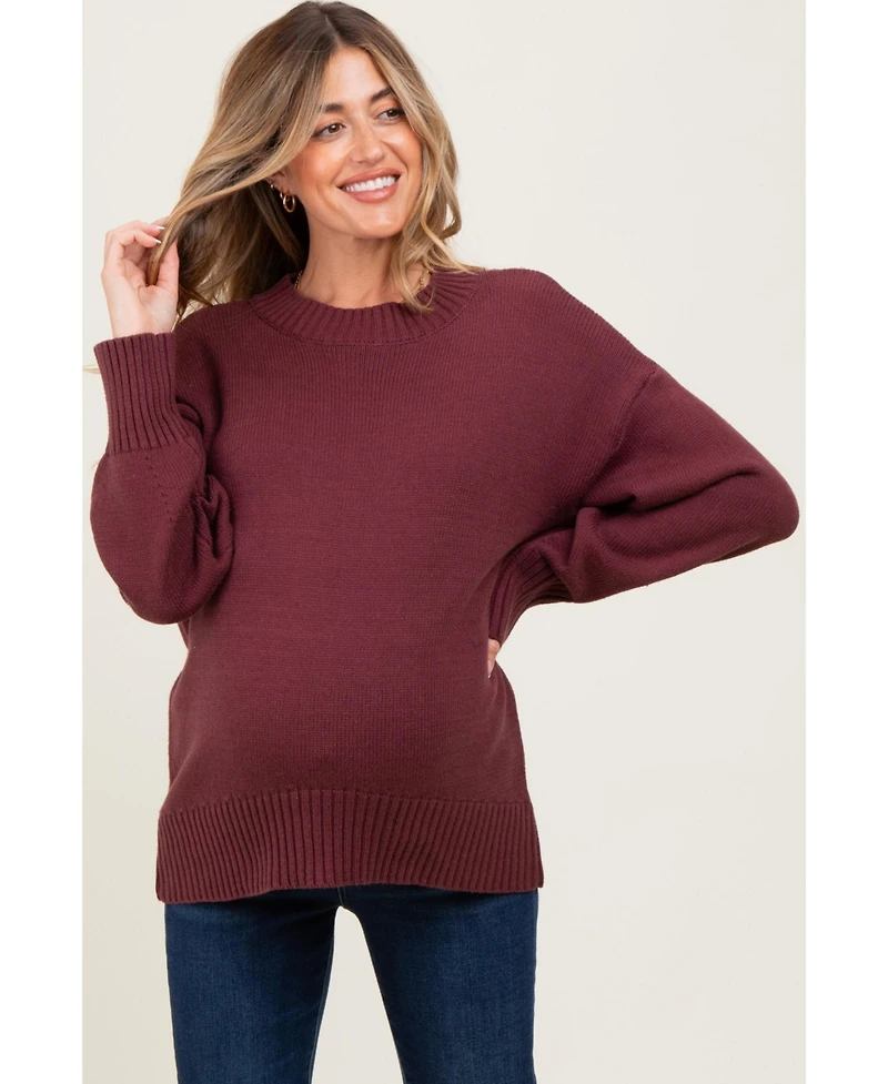 Pinkblush Maternity Burgundy Drop Shoulder Oversized Sweater