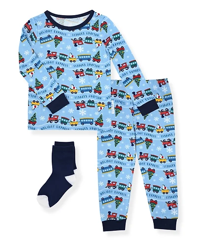 Max & Olivia Baby and Toddler Boys Snug Fit Holiday 3-Piece Pajama Set