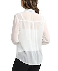 Bcx Women's Studded Chiffon Long Sleeves Shirt