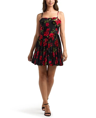 Bcx Women's Velvet Burnout Print Mini Dress