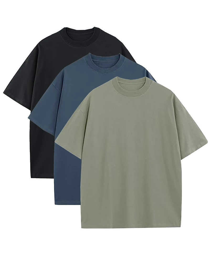 Blu Rock Men's 3-Pack Oversized Crewneck T-Shirt