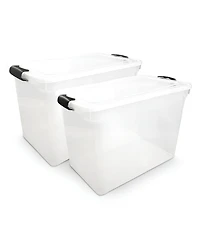 Homz 112 Quart Latching Plastic Storage Container, Extra Large, Clear (2 Pack