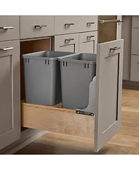 Rev-a-Shelf Double 35 qt. Maple Bottom Mount Pullout Waste Container,4WC-18DM2