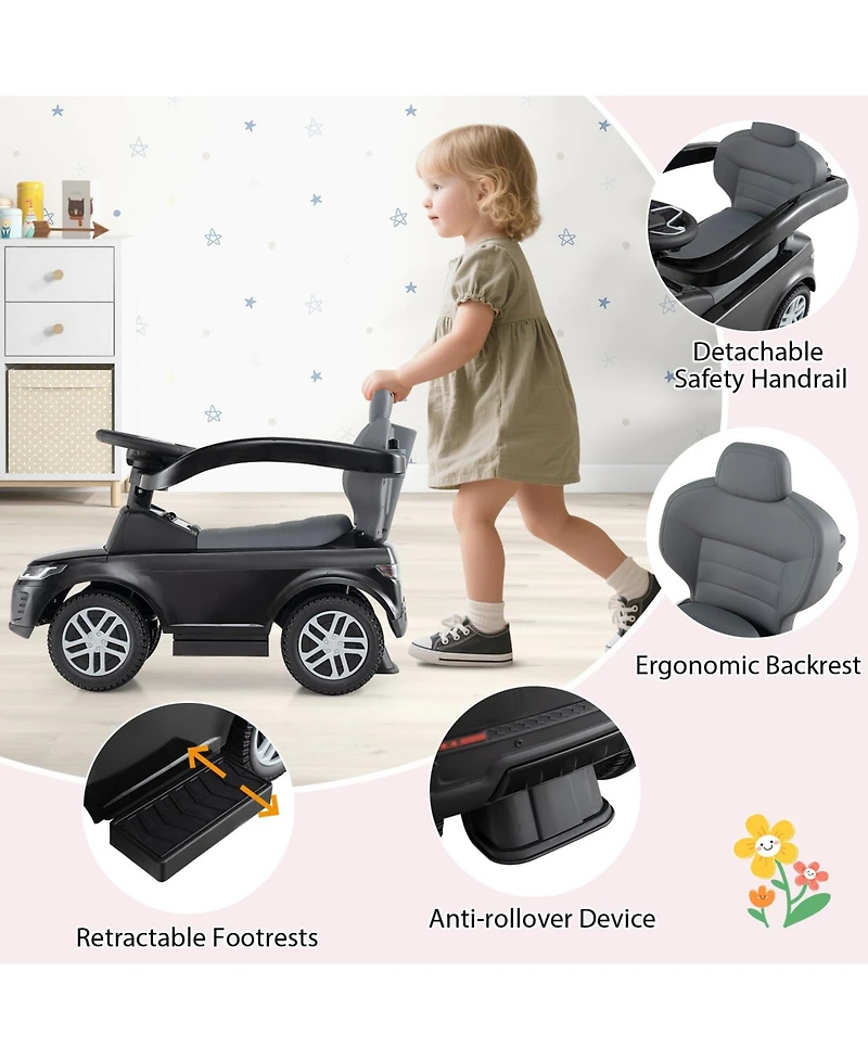 Mecale 3 1 Push Car with Removable Handle and Guardrail for Kids 18-36 Months Old