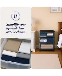 Homz Tall Solid Plastic 3 Drawer Medium Storage Cart with Caster Wheels, Black