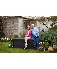 Keter Westwood 150 Gallon Plastic Outdoor Furniture Storage Deck Box, Dark Gray