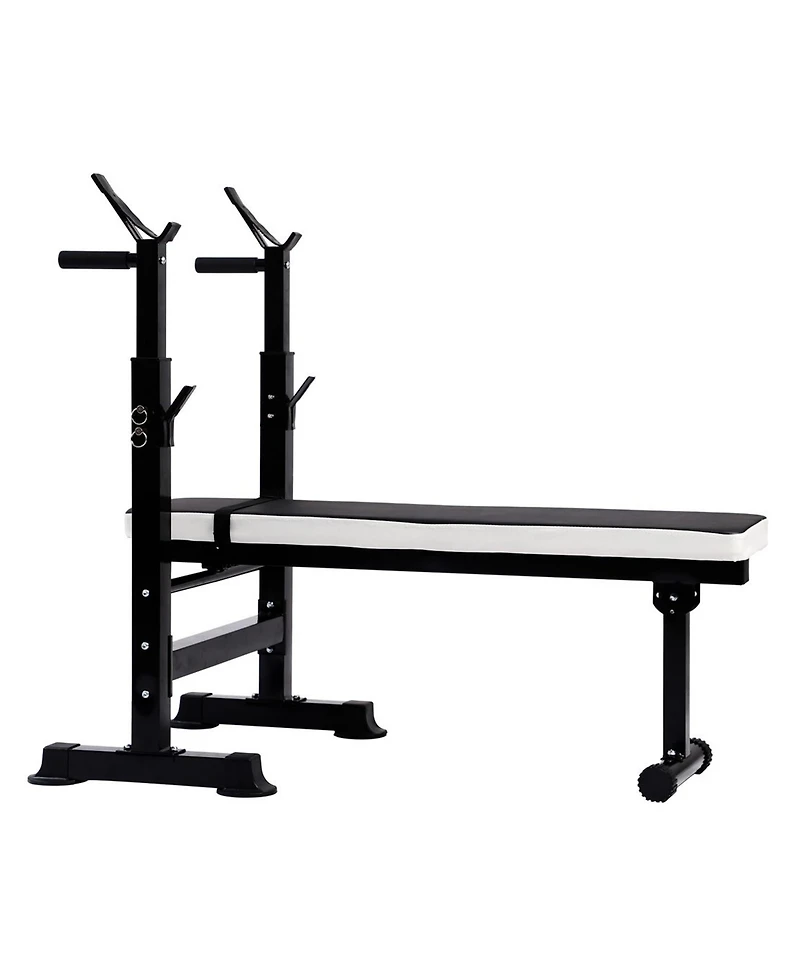 BalanceFrom Fitness Adjustable Strength Training Workout Station, Black & White