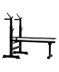 BalanceFrom Fitness Adjustable Strength Training Workout Station, Black & White