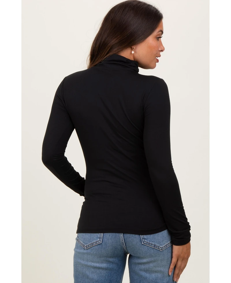 Pinkblush Maternity Black Brushed Knit Basic Turtleneck Top