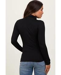 Pinkblush Maternity Black Brushed Knit Basic Turtleneck Top
